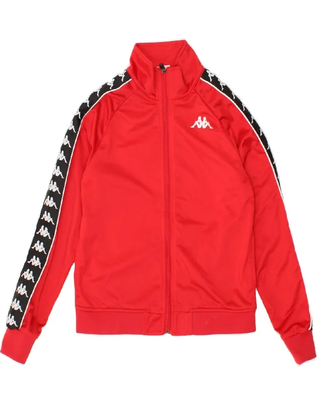 Men's Coats with ZippersKAPPA Boys Graphic Tracksuit Top Jacket 11-12 Years Red Colourblock