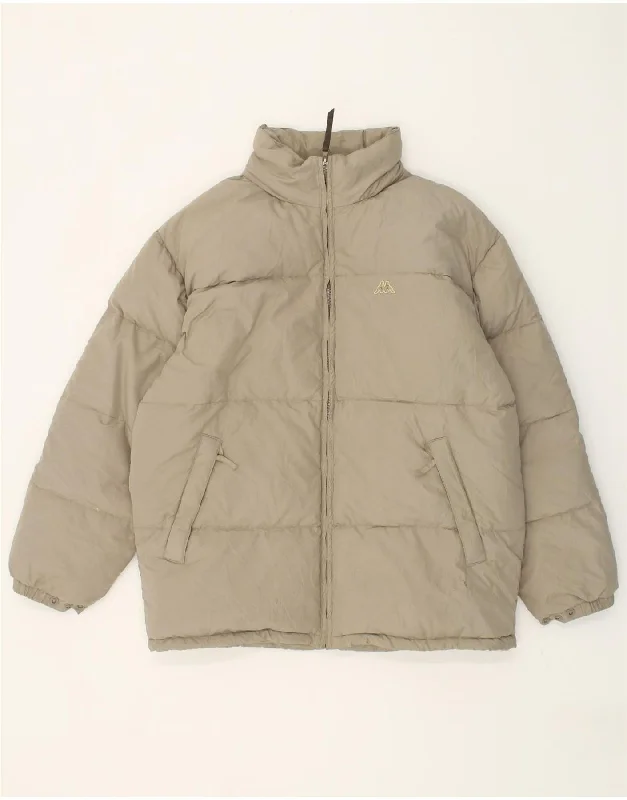 Warm Men's Down JacketsKAPPA Mens Hooded Padded Jacket UK 40 Large Beige Polyester