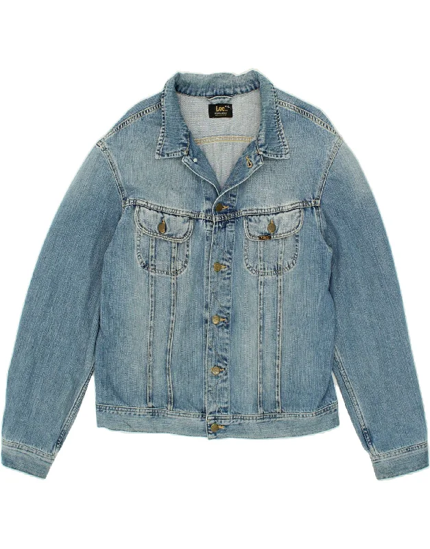Men's Coats with Belted WaistsLEE Mens Denim Jacket UK 44 2XL Blue Cotton