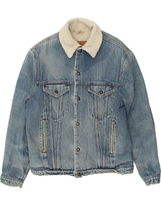 Men's Coats with Convertible CollarsLEVI'S Mens Sherpa Denim Jacket IT 50 Large Blue Cotton