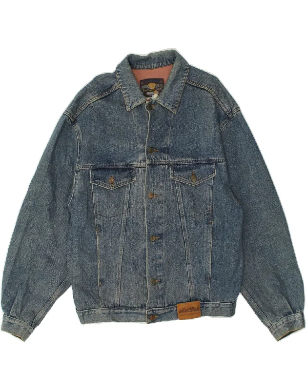 Practical Men's RaincoatsMACKEE Mens Graphic Denim Jacket UK 42 XL Blue Cotton