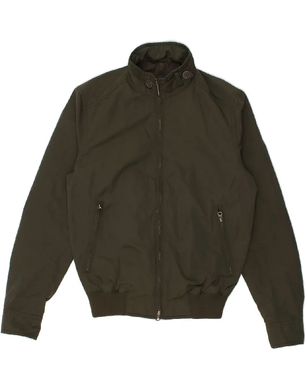 Men's Coats with ButtonsMASSIMO DUTTI Mens Bomber Jacket UK 38 Medium Khaki Nylon