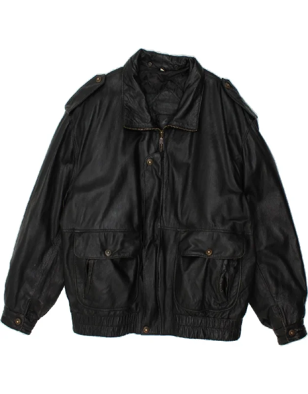 Comfortable Men's ParkasOLTREMODA Mens Leather Jacket IT 52 XL Black Leather