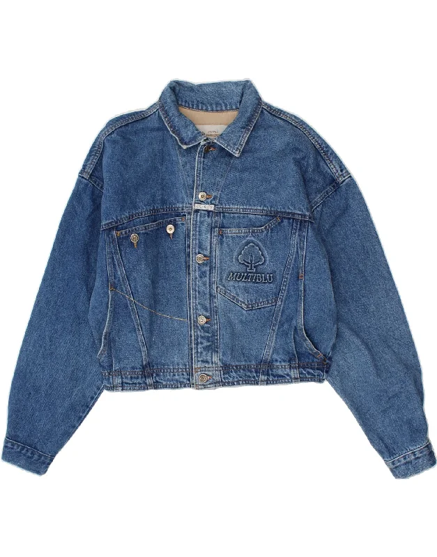 Men's Coats without LiningMULTIBLU Mens Graphic Denim Jacket UK 38 Medium Blue Cotton Men's Coats without LiningMULTIBLU Mens Graphic Denim Jacket UK 38 Medium Blue Cotton