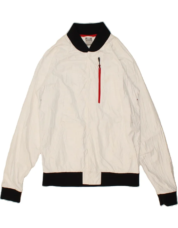 Men's Coats with Embroidered DetailsNIKE Mens Bomber Jacket UK 38 Medium White Colourblock Men's Coats with Embroidered DetailsNIKE Mens Bomber Jacket UK 38 Medium White Colourblock