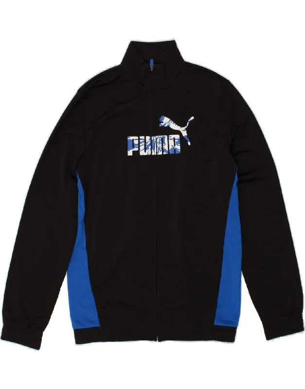 Men's Coats for Formal EventsPUMA Boys Graphic Tracksuit Top Jacket 13-14 Years Black Colourblock