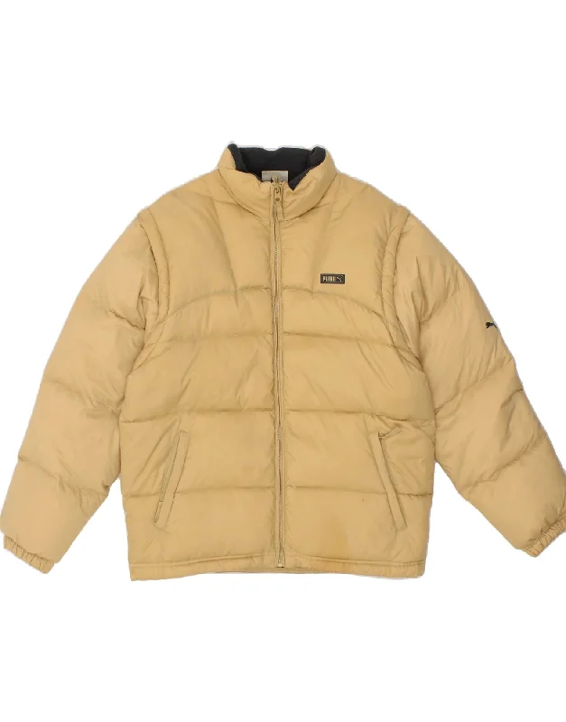 Men's Coats with Hidden PocketsPUMA Mens Padded Jacket UK 38 Medium Beige Nylon