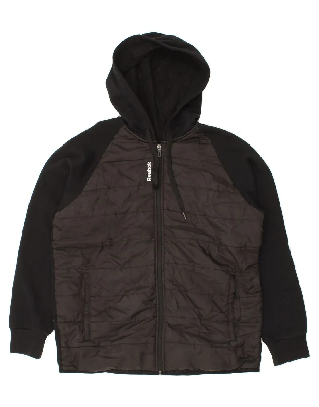 Men's Coats with Water-Repellent FabricREEBOK Mens Hooded Bomber Jacket UK 38 Medium Black Colourblock Cotton Men's Coats with Water-Repellent FabricREEBOK Mens Hooded Bomber Jacket UK 38 Medium Black Colourblock Cotton