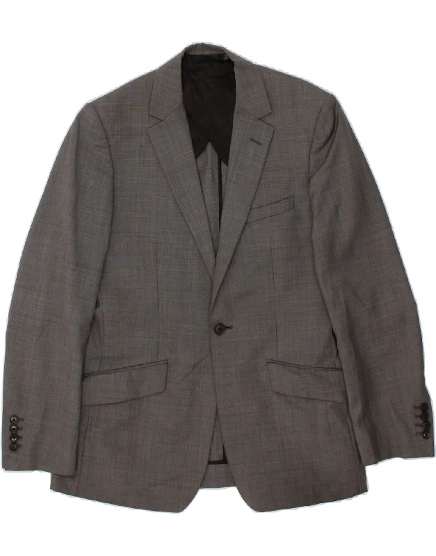 Men's Coats for Skinny MenREISS Mens 1 Button Blazer Jacket UK 36 Small Grey Wool