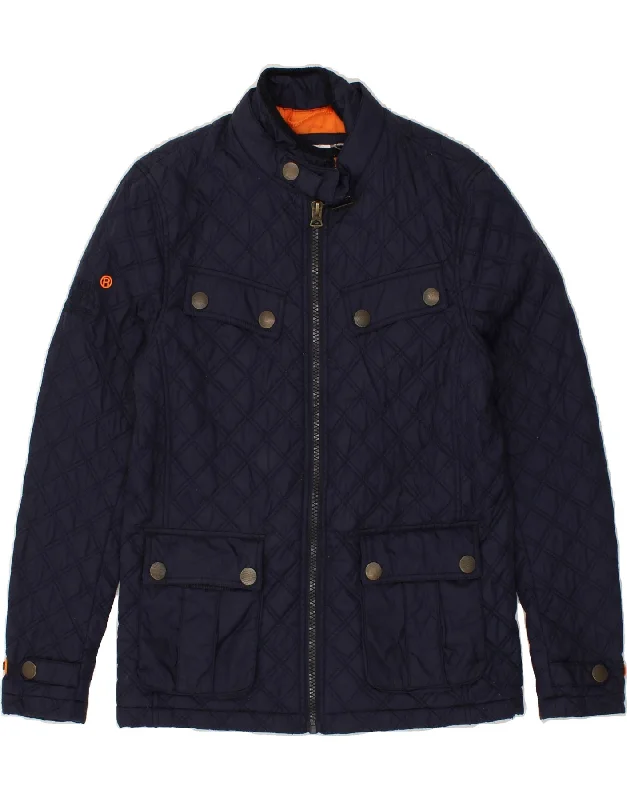 Fashionable Men's Denim JacketsSUPERDRY Mens Quilted Jacket UK 38 Medium Navy Blue Polyester