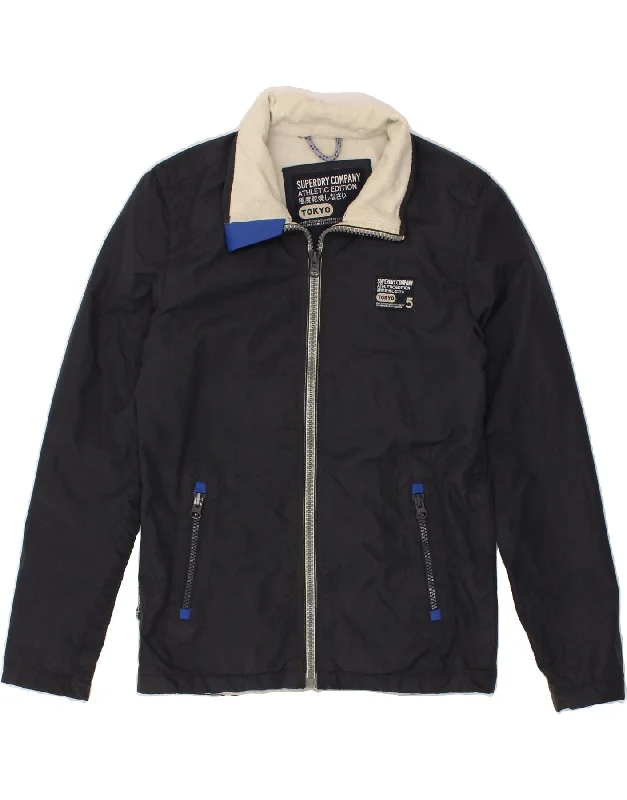 High-Quality Men's Duffle CoatsSUPERDRY Mens Tokyo Windbreaker Jacket UK 36 Small Navy Blue Polyester