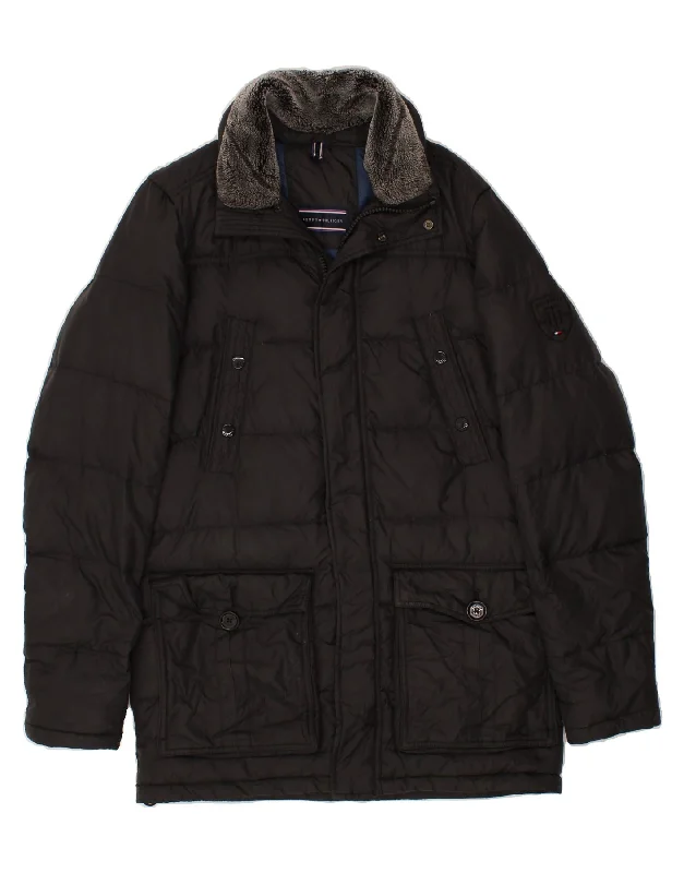 Elegant Men's Wool CoatsTOMMY HILFIGER Mens Padded Jacket UK 36 Small Black Polyester