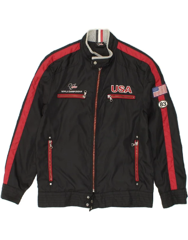 Weather-Resistant Men's CoatsVINTAGE Boys Graphic Windbreaker Jacket 11-12 Years Black Colourblock