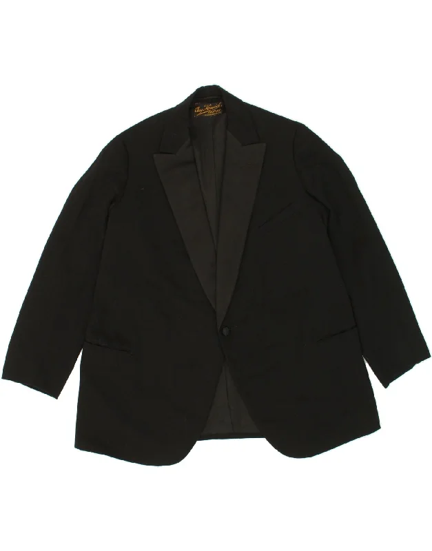 Men's Coats for RunningVINTAGE Mens 1 Button Blazer Jacket UK 38 Medium Black