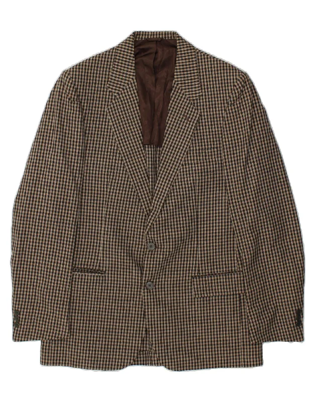 Classic Men's Trench CoatsVINTAGE Mens 2 Button Blazer Jacket IT 48 Medium Brown Gingham Cotton Classic Men's Trench CoatsVINTAGE Mens 2 Button Blazer Jacket IT 48 Medium Brown Gingham Cotton