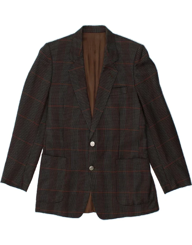 Men's Coats with Multi-Pocket DesignVINTAGE Mens 2 Button Blazer Jacket IT 48 Medium Green Houndstooth