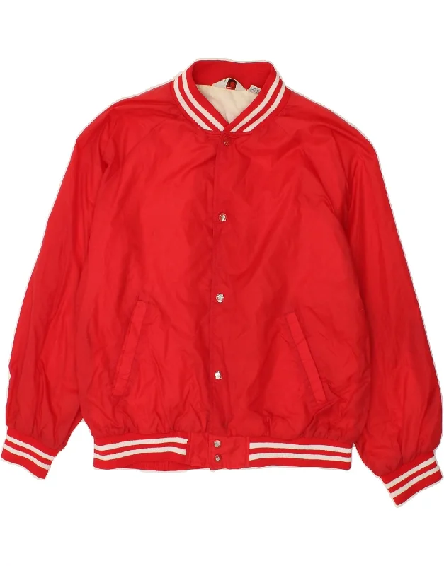 Weather-Resistant Men's CoatsVINTAGE Mens Bomber Jacket UK 38 Medium Red Nylon