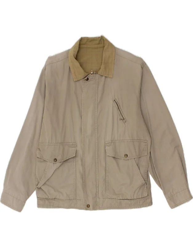 Men's Coats with Convertible CollarsVINTAGE Mens Bomber Jacket UK 42 XL Grey