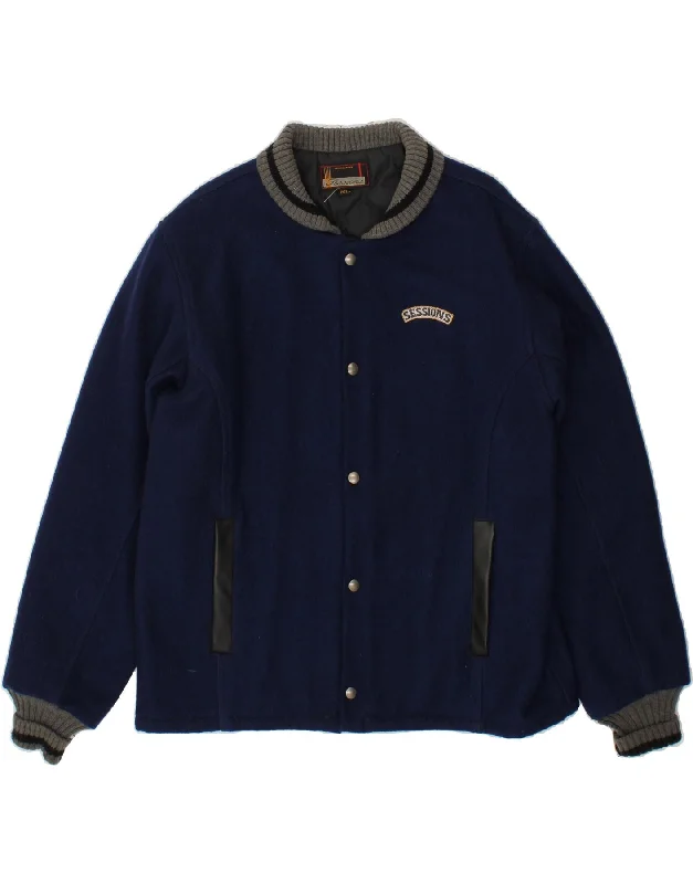 Men's Coats for Big and TallVINTAGE Mens Bomber Jacket UK 42 XL Navy Blue Wool