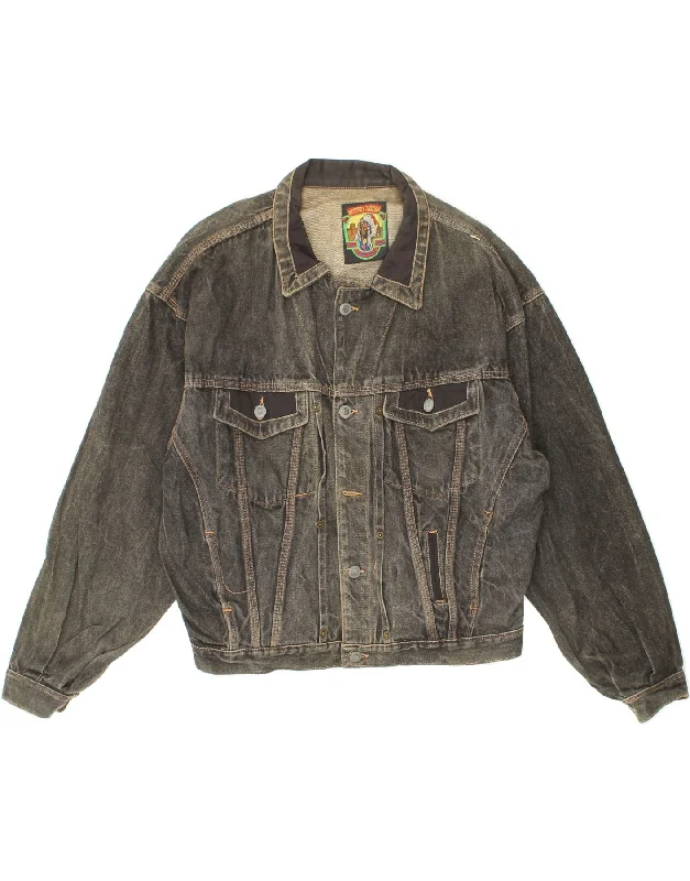 Modern Men's Field JacketsVINTAGE Mens Denim Jacket UK 40 Large Grey Colourblock