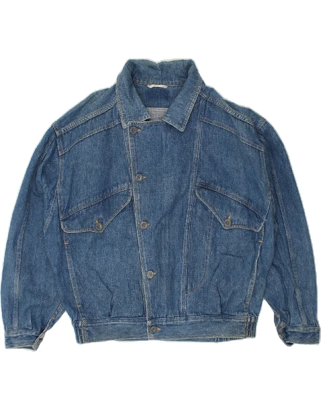 Men's Coats with Snap ButtonsVINTAGE Mens Denim Jacket UK 42 XL Blue Cotton