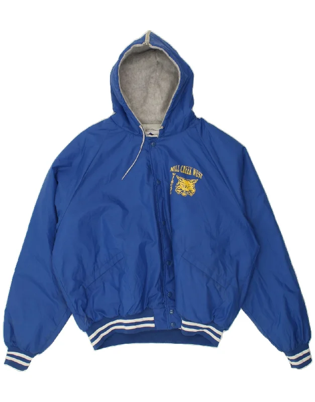 Men's Coats for WalkingVINTAGE Mens Hooded Bomber Jacket UK 42 XL Blue Nylon