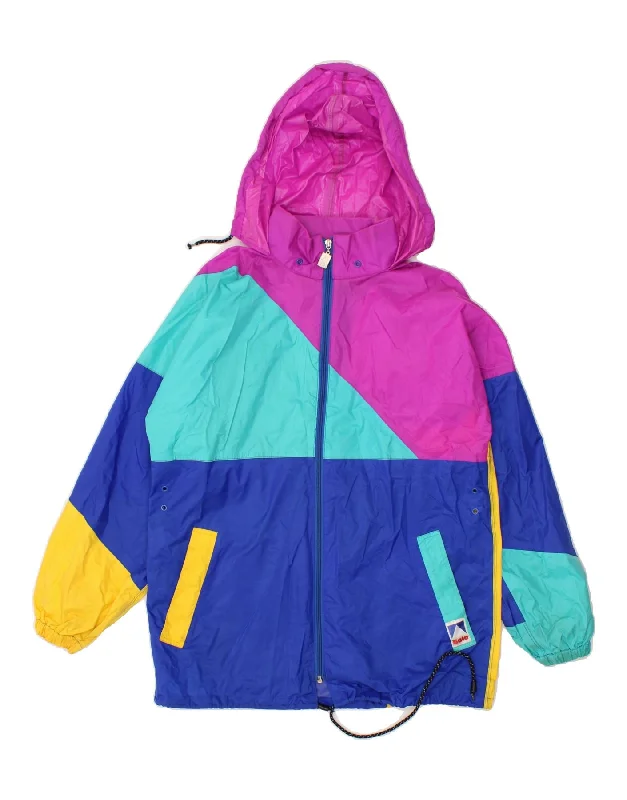 Men's Coats for Short MenVINTAGE Mens Hooded Rain Jacket UK 34/36 XS Multicoloured Colourblock Men's Coats for Short MenVINTAGE Mens Hooded Rain Jacket UK 34/36 XS Multicoloured Colourblock