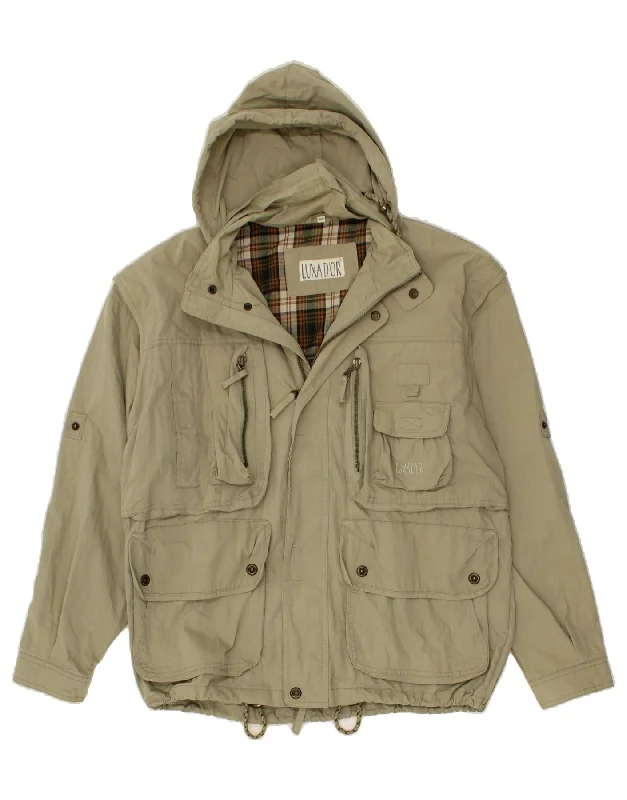 Men's Coats with Adjustable SleevesVINTAGE Mens Hooded Utility Jacket IT 52 XL Khaki Cotton Men's Coats with Adjustable SleevesVINTAGE Mens Hooded Utility Jacket IT 52 XL Khaki Cotton