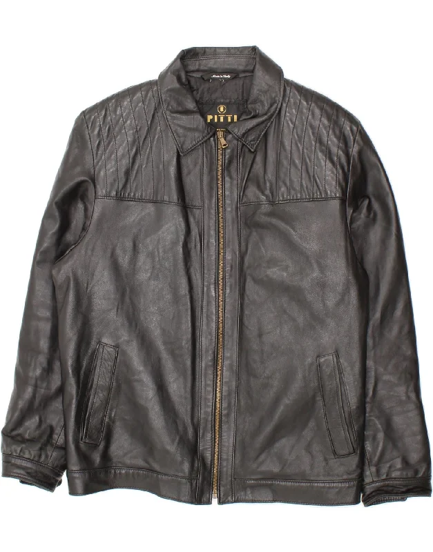 Men's Coats with Wind-Resistant FabricVINTAGE Mens Leather Jacket IT 48 Medium Black Leather Men's Coats with Wind-Resistant FabricVINTAGE Mens Leather Jacket IT 48 Medium Black Leather