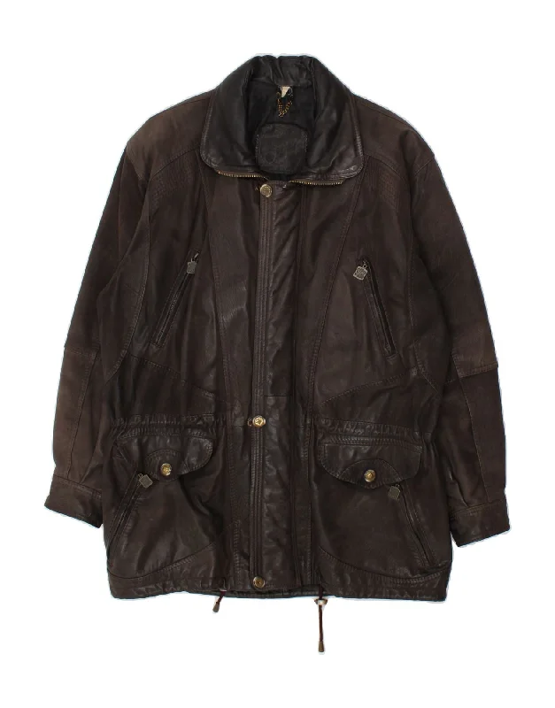 Men's Coats for SpringVINTAGE Mens Leather Jacket IT 48 Medium Brown