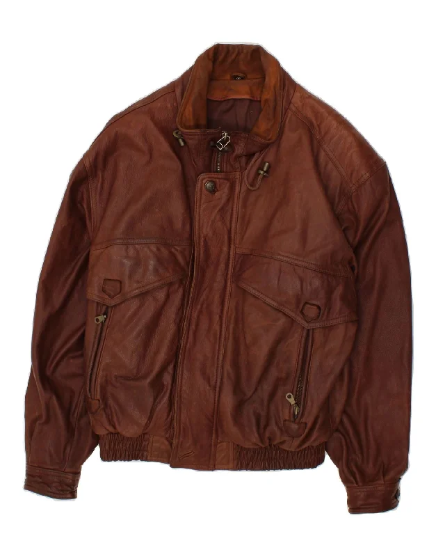 Cool Men's Pea CoatsVINTAGE Mens Leather Jacket IT 48 Medium Brown Leather