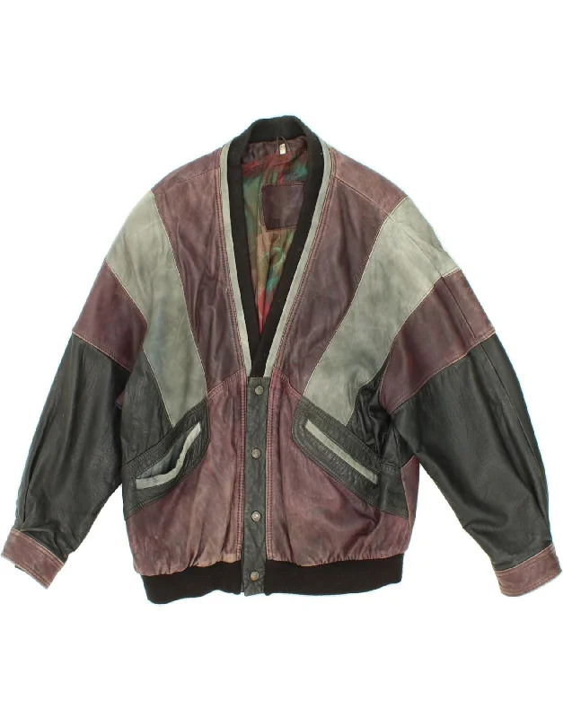 Men's Coats with Hand WarmersVINTAGE Mens Leather Jacket IT 54 2XL Multicoloured Colourblock Leather Men's Coats with Hand WarmersVINTAGE Mens Leather Jacket IT 54 2XL Multicoloured Colourblock Leather