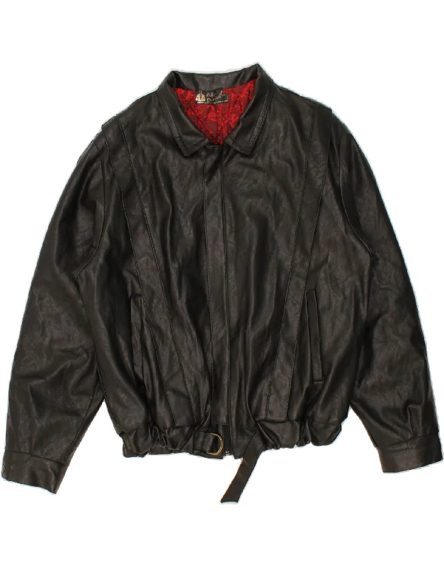 Men's Coats for SnowshoeingVINTAGE Mens Leather Jacket UK 40 Large Black Leather