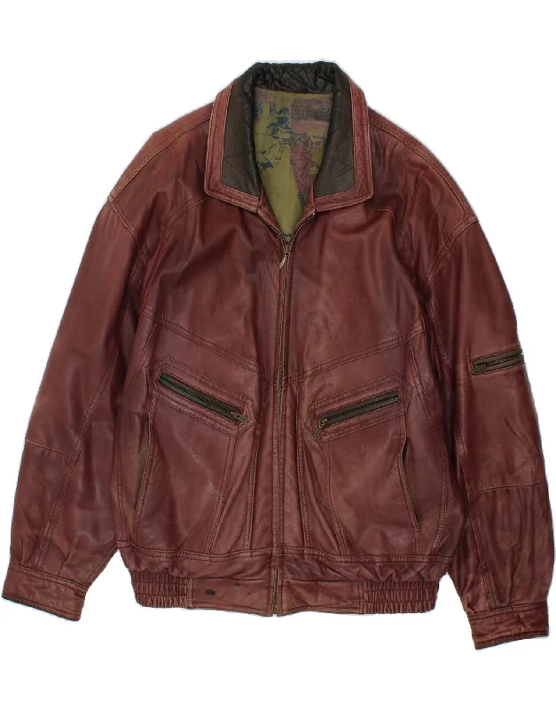 Men's Coats with Breathable FabricVINTAGE Mens Leather Jacket UK 42 XL Brown