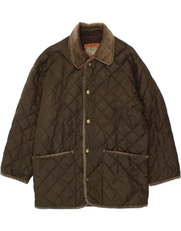 Men's Coats with Snap ButtonsVINTAGE Mens Quilted Jacket UK 40 Large Brown Nylon
