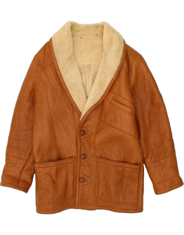 Men's Coats with Wind-Resistant FabricVINTAGE Mens Shearling Jacket UK 40 Large Brown Shearling Men's Coats with Wind-Resistant FabricVINTAGE Mens Shearling Jacket UK 40 Large Brown Shearling