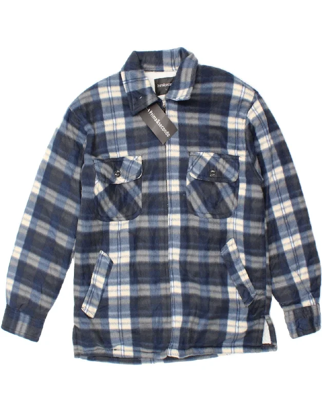 Men's Coats for City WearVINTAGE Mens Sherpa Fleece Jacket UK 40 Large Blue Check Cotton Men's Coats for City WearVINTAGE Mens Sherpa Fleece Jacket UK 40 Large Blue Check Cotton