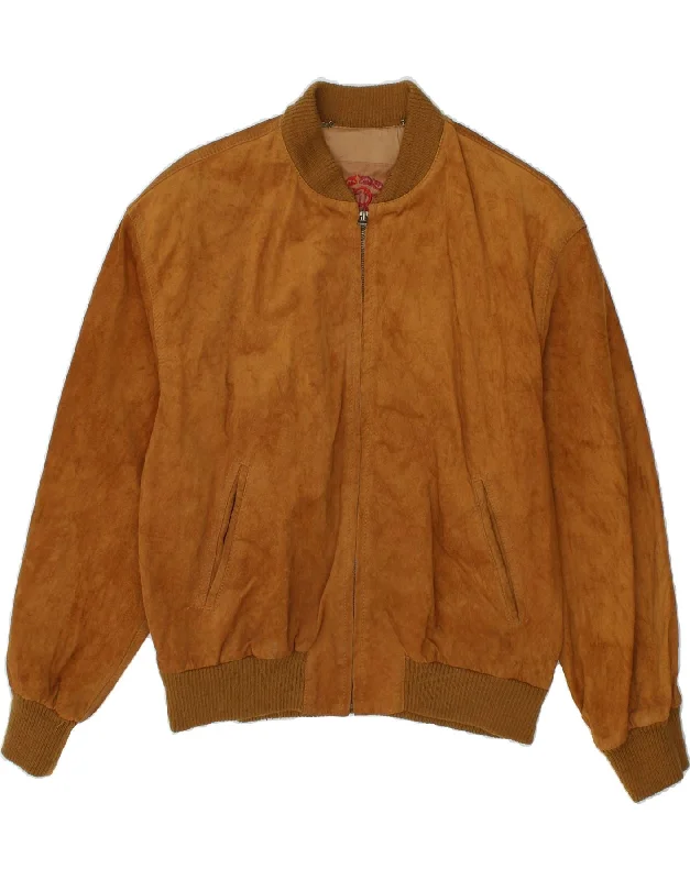 Essential Men's Puffer JacketsVINTAGE Mens Suede Bomber Jacket UK 40 Large Brown