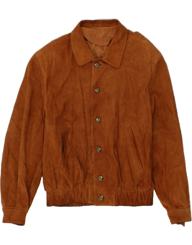 Men's Coats for WalkingVINTAGE Mens Suede Bomber Jacket UK 42 XL Brown Leather