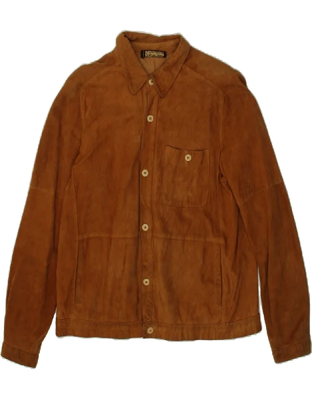 Men's Coats for WalkingVINTAGE Mens Suede Jacket IT 50 Large Brown