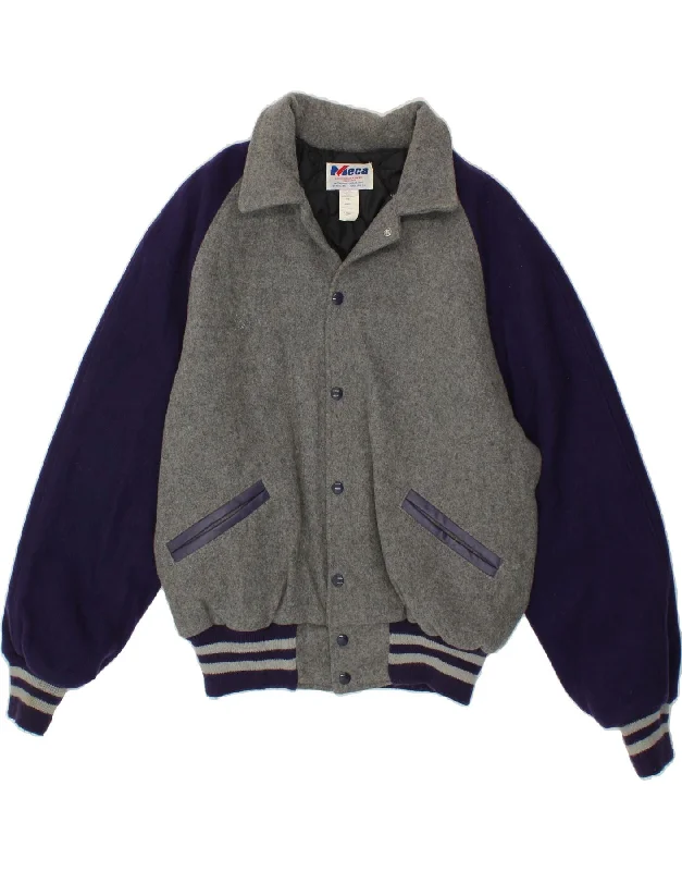 Men's Coats with VentilationVINTAGE Mens Varsity Jacket UK 40 Large Grey Colourblock Wool Men's Coats with VentilationVINTAGE Mens Varsity Jacket UK 40 Large Grey Colourblock Wool