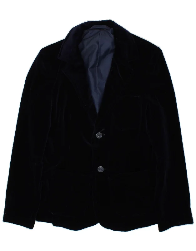 Men's Coats with Fur TrimVINTAGE Mens Velvet 2 Button Blazer Jacket UK 36 Small Navy Blue