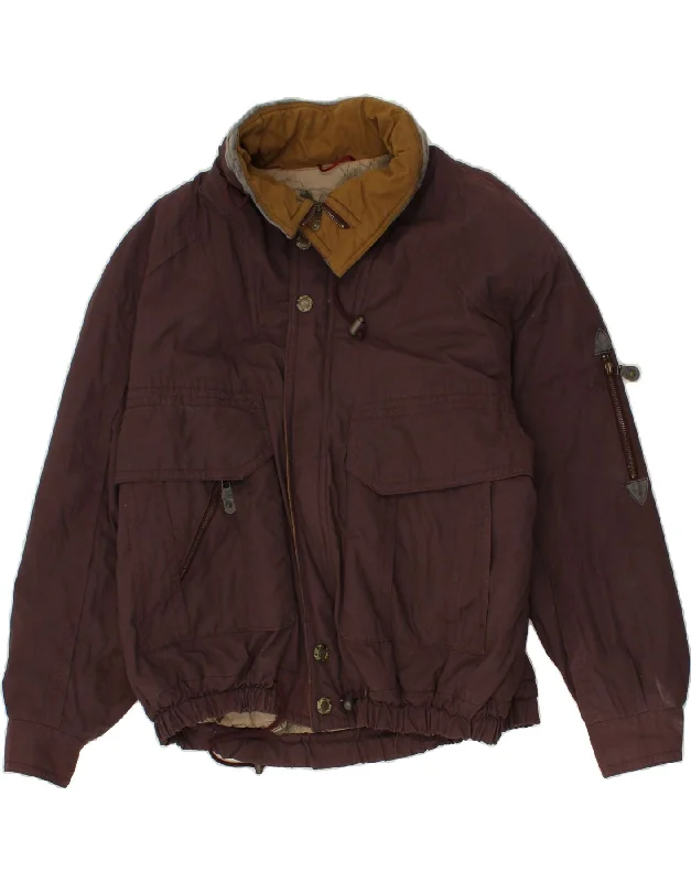 Men's Coats with Stretch FabricVINTAGE Mens Windbreaker Jacket UK 42 XL Burgundy