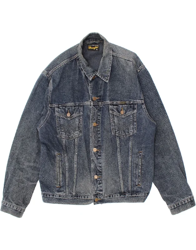 Winter-Ready Men's CoatsWRANGLER Mens Denim Jacket UK 42 XL Blue Cotton