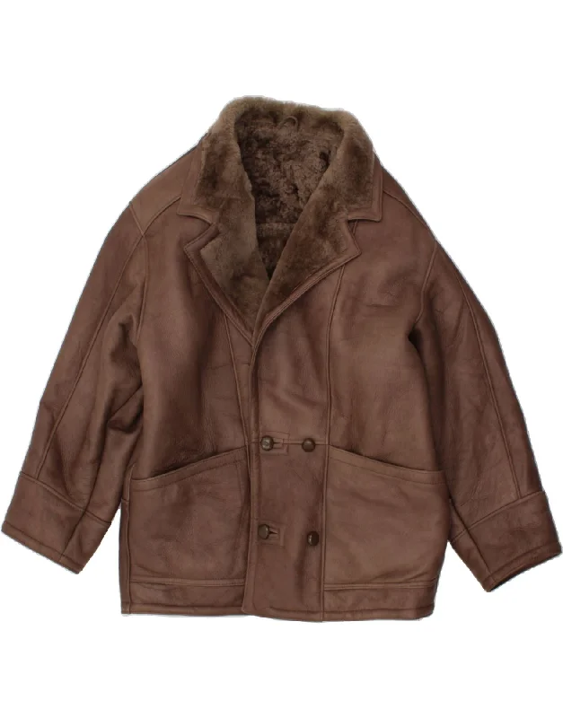 Modern Men's Field JacketsYORK Mens Shearling Jacket IT 52 XL Brown Shearling